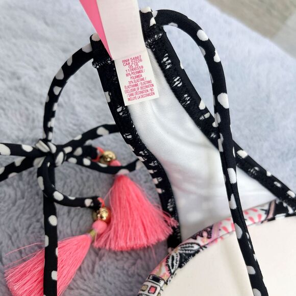 Victorias Secret Swim The Fabulous Strappy Tassel Bikini Bra Black Pink 34C - Picture 7 of 7
